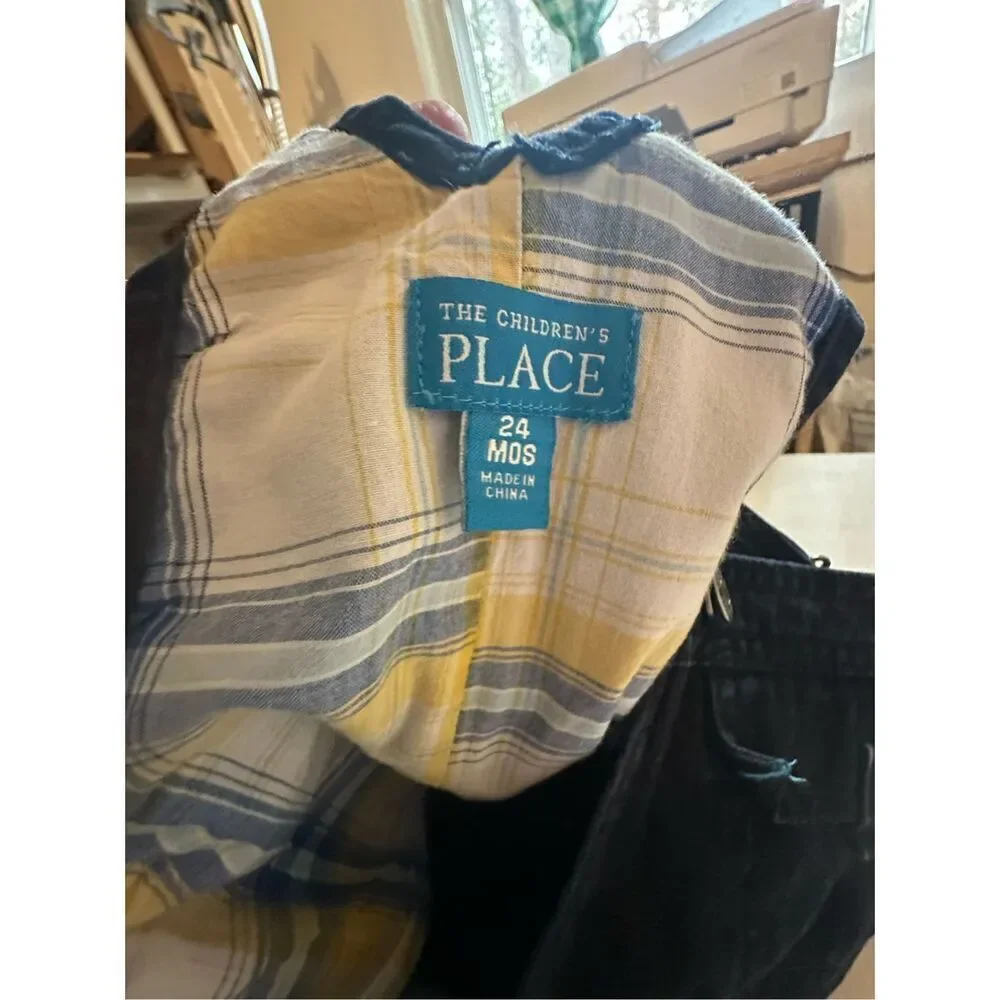 The Children's Place Toddler Navy Blue Denim Overalls Size 24 Months